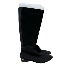 GILI Womens Size 8.5 Black Leather Suede Tall Shaft Chandra Stretch Zip Boot